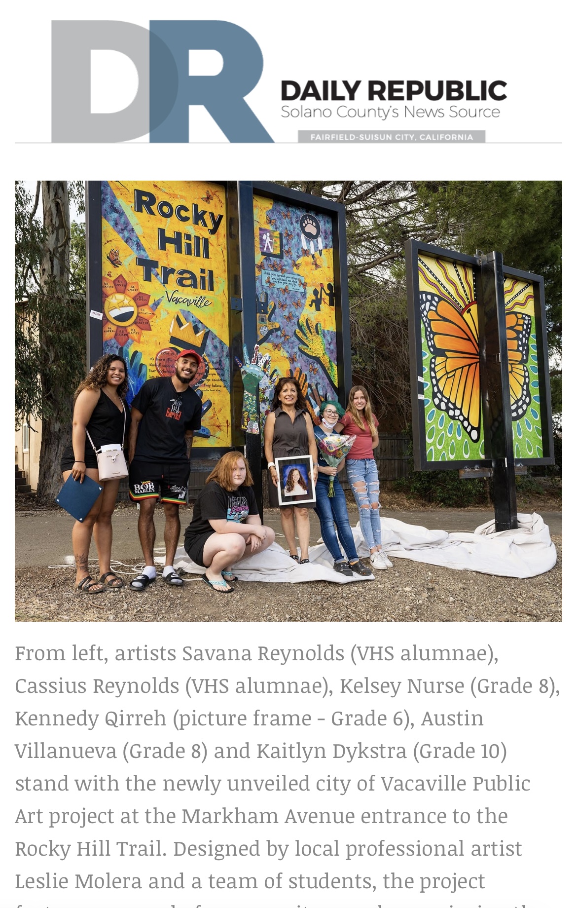 Newspaper article for the unveiling of the Rocky Hill Mural where I gave a speech about the importance of inclusion and experience of completing the project