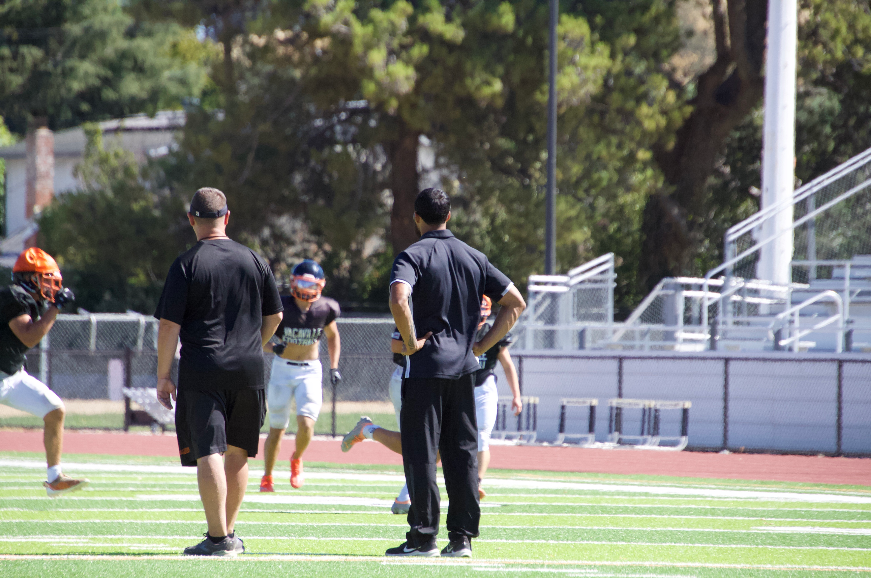 Practice — from behind on the field